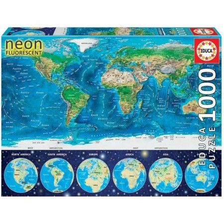 Puzzle Educa World Map Neon 16760.0 1000 Pièces