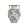 Vase Home ESPRIT Blanc Marron Gris Grès Feuille d'une plante 17 x 17 x 22 cm