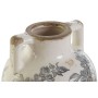 Vase Home ESPRIT Blanc Marron Gris Grès Feuille d'une plante 17 x 17 x 22 cm