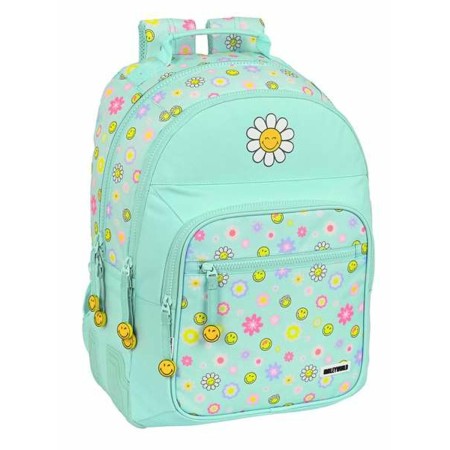 Cartable Smiley Summer fun Turquoise 32 x 42 x 15 cm Double