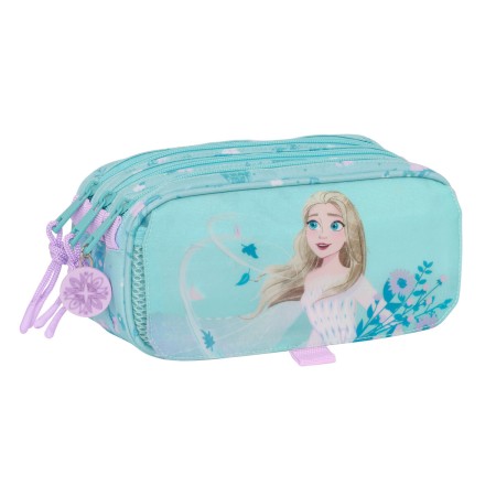 Trousse Fourre-Tout Triple Frozen Hello Spring Bleu clair 21,5 x 10 x 8 cm