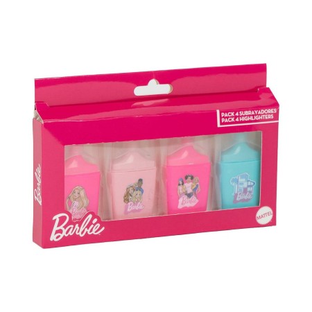 Ensemble de Marqueurs Fluorescents Barbie Rose 4 Pièces