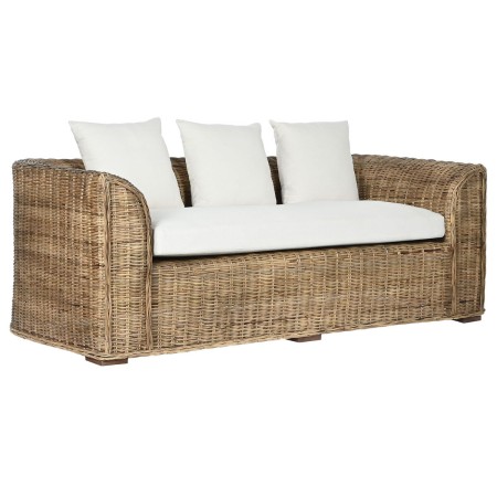Sofá de Jardín Home ESPRIT Blanco Marrón Natural Ratán 174 x 88 x 69 cm