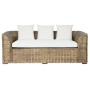 Sofá de Jardín Home ESPRIT Blanco Marrón Natural Ratán 174 x 88 x 69 cm