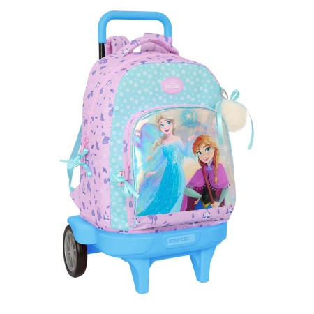 Mochila Escolar con Ruedas Frozen Cool days Violeta Azul cielo 33 x 45 x 22 cm