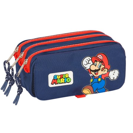 Trousse Fourre-Tout Triple Super Mario World Blue marine 21,5 x 10 x 8 cm