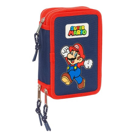 Plumier Triple Super Mario World Azul marino 12,5 x 19,5 x 5,5 cm 36 Piezas