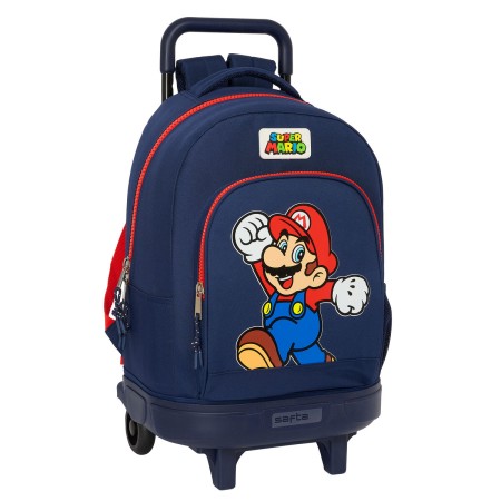 Cartable à roulettes Super Mario World Blue marine 33 x 45 x 22 cm