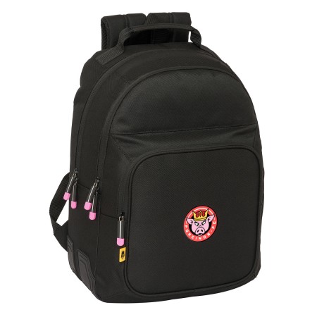 Mochila Escolar Kings League Porcinos Negro 32 x 42 x 15 cm