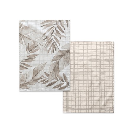 Tissu de cuisine HappyFriday Blanc Feuille Multicouleur 70 x 50 cm (2 Unités)