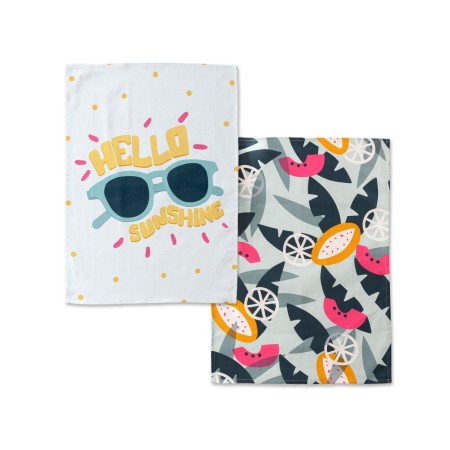 Tissu de cuisine HappyFriday Aware Hello Sunshine Multicouleur 70 x 50 cm (2 Unités)