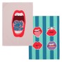 Tissu de cuisine HappyFriday Aware Lips Multicouleur 70 x 50 cm (2 Unités)