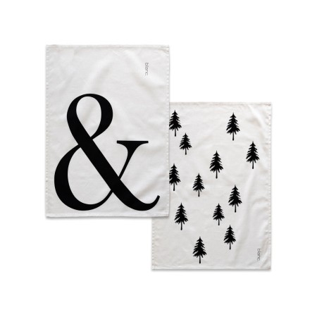 Tissu de cuisine HappyFriday Blanc Ampersand Multicouleur 70 x 50 cm (2 Unités)