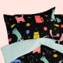 Taie d'oreiller HappyFriday Aware Cosmic cats Multicouleur 50 x 75 cm (2 Unités)