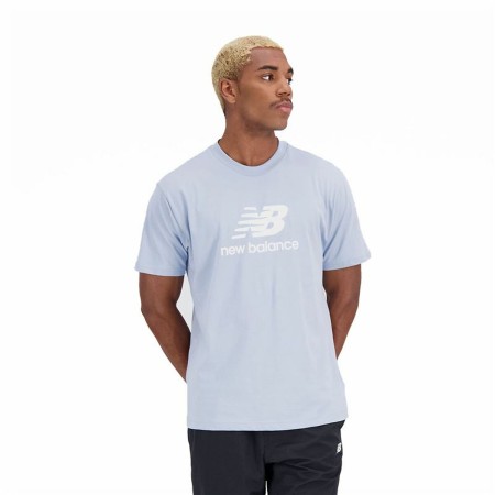 Camiseta de Manga Corta Hombre New Balance Essentials Stacked Logo Añil (L)