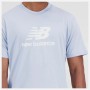 Camiseta de Manga Corta Hombre New Balance Essentials Stacked Logo Añil (L)