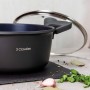 Casserole avec Couvercle en Verre 3 Claveles Bleu Noir 6,7 l 28 x 12,5 cm