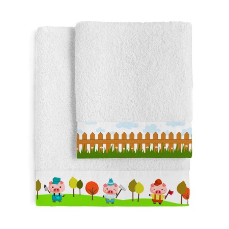 Juego de Toallas HappyFriday Mr Fox Piggys Multicolor 2 Piezas