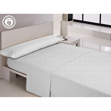 Sábana Encimera Happy Home LISOS COTTON Blanco Cama de 90 Cama de 90/100