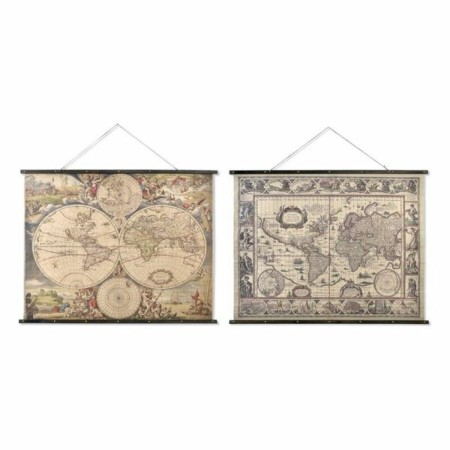 Toile DKD Home Decor Mappemonde (155 x 2,5 x 122 cm) (2 Unités) (2 pcs)