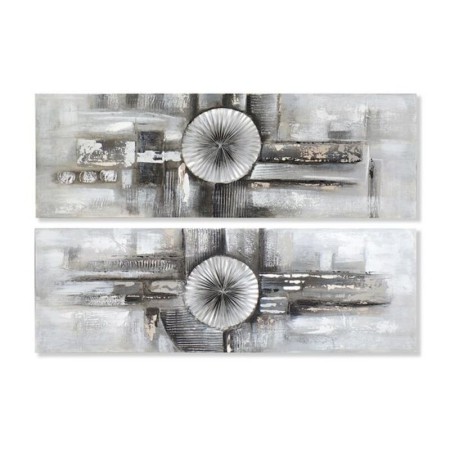 Cadre DKD Home Decor Abstrait Gris Toile (2 pcs) (150 x 3 x 50 cm)