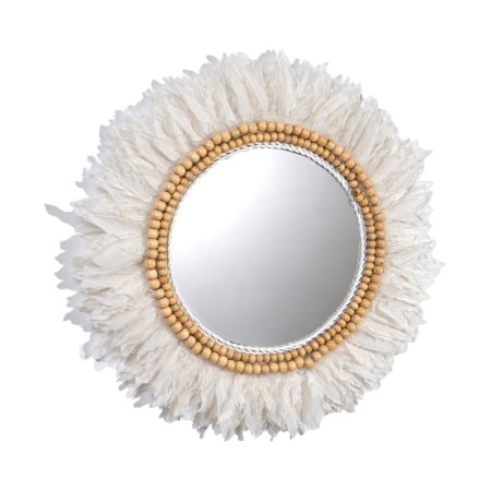 Miroir mural Romimex Blanc Plumes 60 x 3 x 60 cm Rond