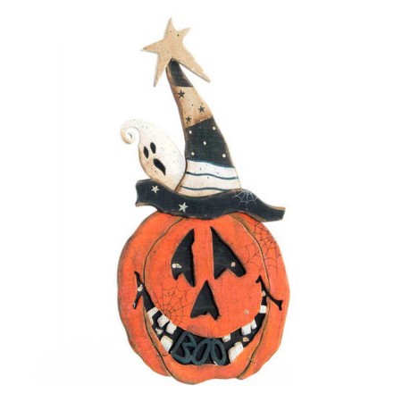 Décoration d'Halloween DKD Home Decor Bois Citrouille (18 x 33 cm)