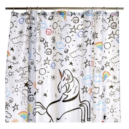 Rideau de Douche DKD Home Decor Licorne Polyester (180 x 200 cm)