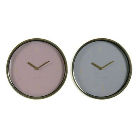 Horloge Murale DKD Home Decor NEW HYGGE Métal Verre (2 pcs)