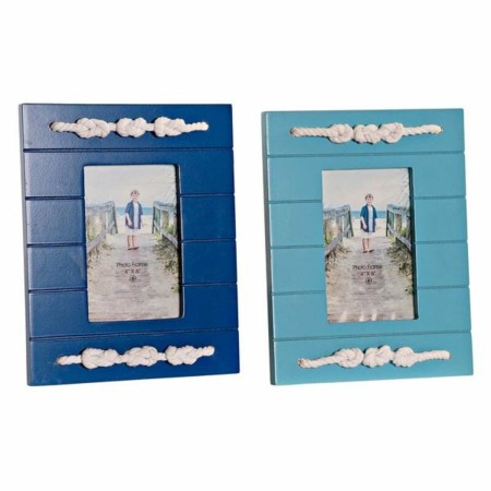 Cadre photo DKD Home Decor ‎S3010212 Corde Bleu ciel Blue marine Bois MDF méditerranéen (2 Unités)