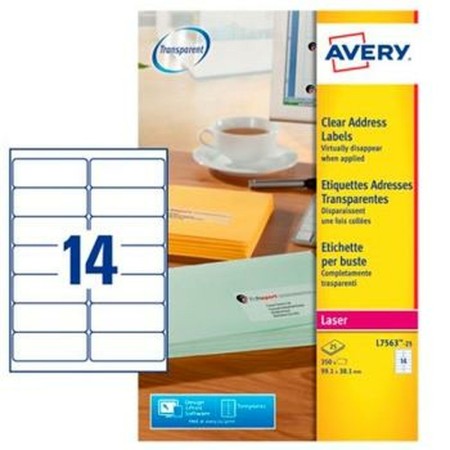 Adhesivos/Etiquetas Avery L7563-25 Transparente Poliéster Papel Plástico