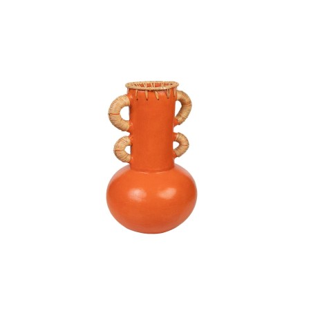 Vase Romimex Orange Naturel Céramique Rotin 20 x 40 x 20 cm Avec des poignées