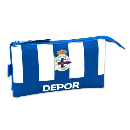 Trousse Fourre-Tout Triple R. C. Deportivo de La Coruña Bleu Blanc 22 x 12 x 3 cm