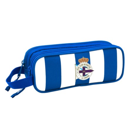 Trousse Fourre-Tout Double R. C. Deportivo de La Coruña Bleu Blanc 21 x 8 x 6 cm