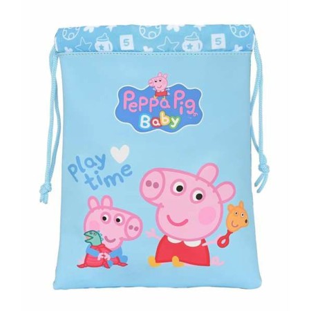 Sac à dos serré par des ficelles Peppa Pig Baby Bleu clair 20 x 25 cm