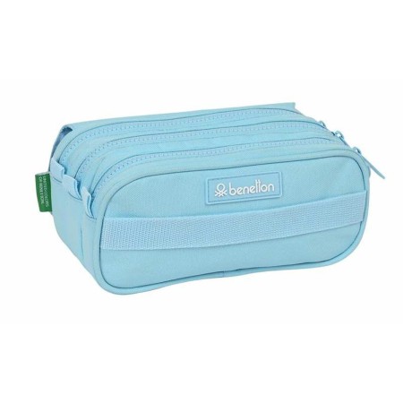 Trousse Fourre-Tout Triple Benetton Sequins Bleu clair 21,5 x 10 x 8 cm