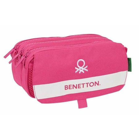 Trousse Fourre-Tout Triple Benetton Raspberry Rose Fuchsia 21,5 x 10 x 8 cm