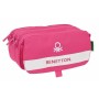 Trousse Fourre-Tout Triple Benetton Raspberry Rose Fuchsia 21,5 x 10 x 8 cm