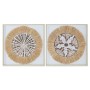 Toile Home ESPRIT Blanc Naturel Boho 60 x 3 x 60 cm (2 Unités)