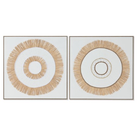Lienzo Home ESPRIT Blanco Natural Boho 92 x 4,5 x 92 cm (2 Unidades)