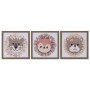 Lienzo Home ESPRIT Blanco Natural Infantil Animales 30 x 2,6 x 30 cm (3 Unidades)