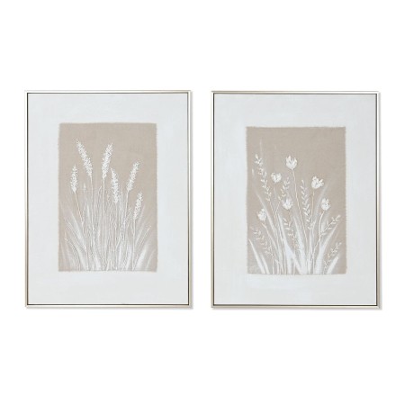 Toile Home ESPRIT Blanc Beige Fleurs Scandinave 62 x 4,5 x 82 cm (2 Unités)