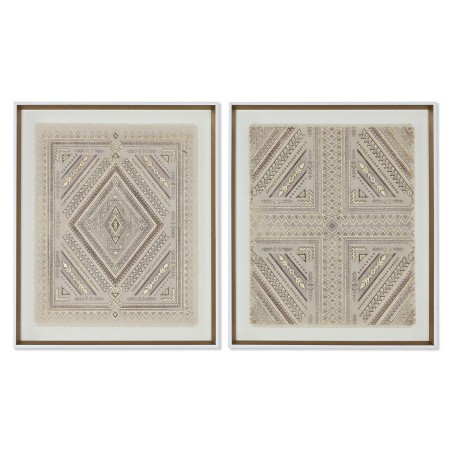 Toile Home ESPRIT Blanc Naturel Boho 50 x 3,8 x 60 cm (2 Unités)