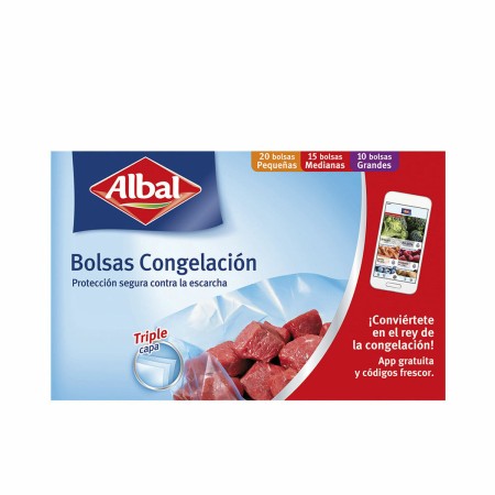 Set de Bolsas Reutilizables para Alimentos Albal Congelador 45 Unidades Claro Cartón Plástico