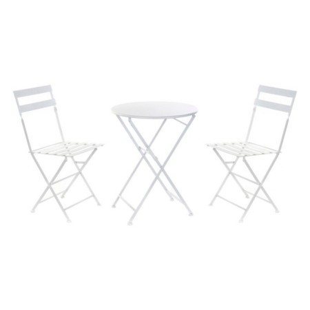 Ensemble Table + 2 Chaises DKD Home Decor Blanc Métal (3 pcs)