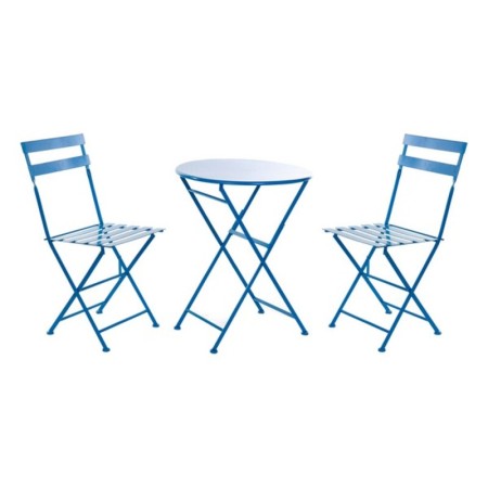 Ensemble Table + 2 Chaises DKD Home Decor Bleu Métal (3 pcs)