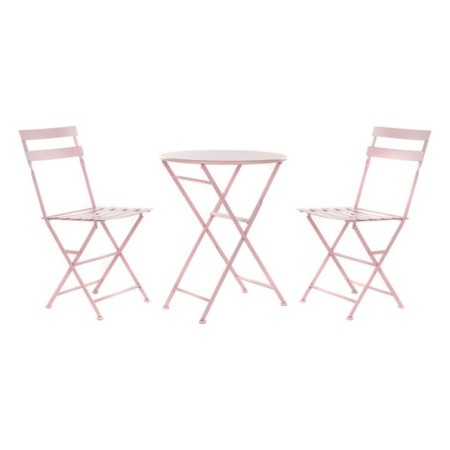 Ensemble Table + 2 Chaises DKD Home Decor Rose Métal (3 pcs)