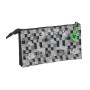 Portatodo Triple Minecraft Negro Verde Gris 22 x 12 x 3 cm