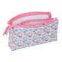 Trousse Fourre-Tout Triple Moos Flores Multicouleur 22 x 12 x 3 cm