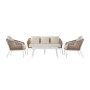 Ensemble Canapé + Table DKD Home Decor MB-179038 Beige Jardin Polyester Corde Aluminium (151,5 x 72 x 70 cm) (4 pcs)